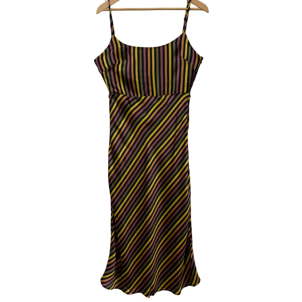 Honey Punch Womens Multicolor Striped Midi Slip Dress Size M NWT Retro 70s Style